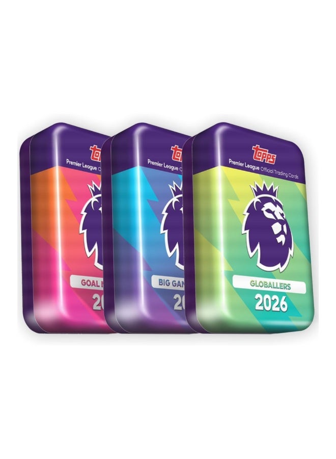 Topps Premier League 2025/2026 Collectible Football Trading Cards, Mega Tin Bundle, Includes 1 of Each Mega Tin with 120 Cards + 9 Exclusive Limited Edition Cards, Officially Licensed Product - Image 1